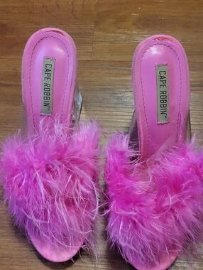 Cape Robbin Hot Pink Feather Slide Mules